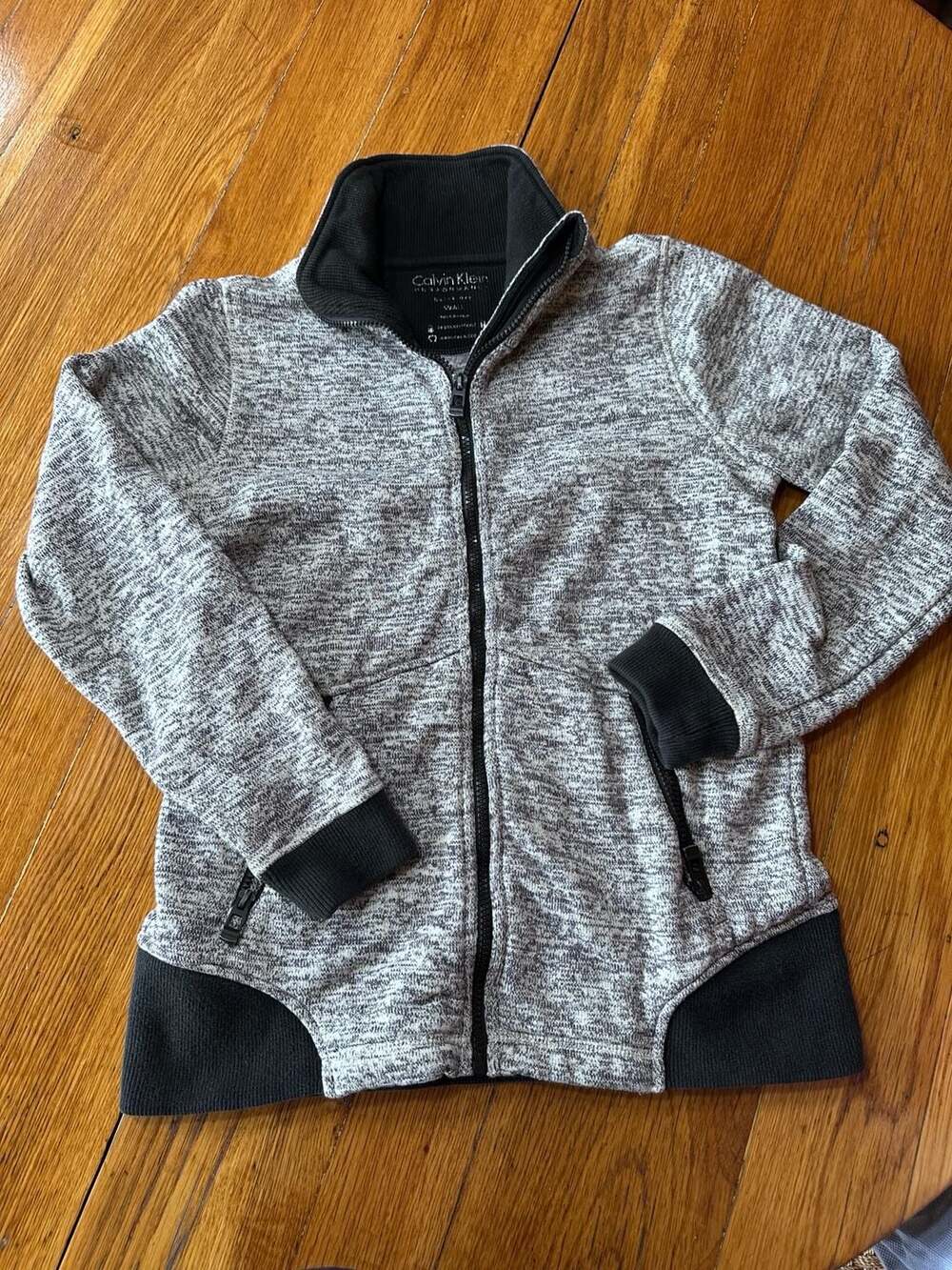Calvin Klein Performance Jacket Size Small Gray Marled Zip Up Fleece